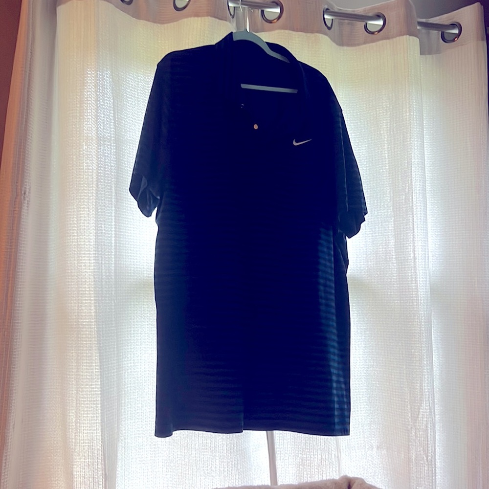 Nike Dri Fit 3XLT Navy Blue with Black Stripes Golf Polo